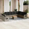 Image de vidaXL Salon de Jardin avec Coussins 11 pcs, Canapés de Terrasse, Ensemble de Meubles de Patio, Mobilier d'Extérieur, Gris 3224639