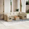 Image de Salon de jardin modulable vidaxl beige 9 personnes resine tressee 62 x 62 x 69 cm 10 pieces