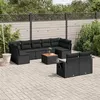 Image de vidaXL Salon de Jardin avec Coussins 10 pcs, Canapés de Terrasse, Ensemble de Meubles de Patio, Mobilier d'Extérieur, Noir 3224711