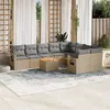 Image de Salon de jardin modulable Vidaxl beige 9 personnes 10 pieces 62 x 62 x 69 cm resine tressee
