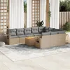 Image de vidaXL Salon de Jardin avec Coussins 11 pcs, Canapés de Terrasse, Ensemble de Meubles de Patio, Mobilier d'Extérieur, Beige 3224743