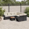 Image de vidaXL Salon de Jardin avec Coussins 9 pcs, Canapés de Terrasse, Ensemble de Meubles de Patio, Mobilier d'Extérieur, Noir 3224929