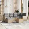 Image de Salon de jardin modulable vidaxl 7 pieces resine tressee 6 personnes 62 x 62 x 69 cm beige
