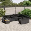 Image de Salon de jardin modulable Vidaxl resine tressee 9 personnes noir 62 x 62 x 69 cm 10 pieces
