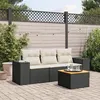 Image de vidaXL Salon de jardin 4 pcs avec coussins noir résine tressée 3225314