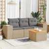 Image de Salon de jardin modulable VIDAXL rotin beige 4 pieces x 83 x 69 3 personnes