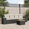 Image de vidaXL Salon de jardin 5 pcs avec coussins noir résine tressée 3225321