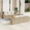 Image de Salon de jardin modulable Vidaxl resine tressee beige 7 pieces x 83 x 69 6 personnes