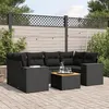 Image de vidaXL Salon de jardin 7 pcs avec coussins noir résine tressée 3225341