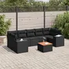 Image de vidaXL Salon de jardin 8 pcs avec coussins noir résine tressée 3225355