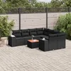 Image de vidaXL Salon de jardin 9 pcs avec coussins noir résine tressée 3225369