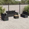 Image de vidaXL Salon de jardin 8 pcs avec coussins noir résine tressée 3225397