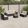 Image de vidaXL Salon de jardin 8 pcs avec coussins noir résine tressée 3225398