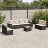 Image de vidaXL Salon de jardin 9 pcs avec coussins noir résine tressée 3225405