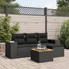 Image de vidaXL Salon de jardin 5 pcs avec coussins noir résine tressée 3225411