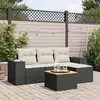 Image de vidaXL Salon de jardin 5 pcs avec coussins noir résine tressée 3225412