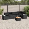 Image de vidaXL Salon de jardin 7 pcs avec coussins noir résine tressée 3225453