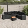 Image de vidaXL Salon de jardin 7 pcs avec coussins noir résine tressée 3225460