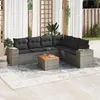 Image de vidaXL Salon de jardin avec coussins 7 pcs gris résine tressée 3225465