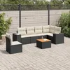 Image de vidaXL Salon de jardin 7 pcs avec coussins noir résine tressée 3225468
