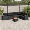 Image de vidaXL Salon de jardin 8 pcs avec coussins noir résine tressée 3225474