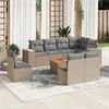 Image de Vidaxl Salon de jardin modulable 9 pièces résine tressée beige 8 personnes table fixe