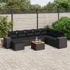 Image de vidaXL Salon de Jardin avec Coussins 9 pcs, Canapés de Terrasse, Ensemble de Meubles de Patio, Mobilier d'Extérieur, Noir 3225579