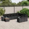 Image de vidaXL Salon de Jardin avec Coussins 10 pcs, Canapés de Terrasse, Ensemble de Meubles de Patio, Mobilier d'Extérieur, Noir 3225607