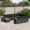 Image de vidaXL Salon de Jardin avec Coussins 11 pcs, Canapés de Terrasse, Ensemble de Meubles de Patio, Mobilier d'Extérieur, Noir 3225628
