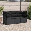 Image de Salon de jardin modulable Vidaxl resine tressee noir 3 pieces x 179 x 69 3 personnes