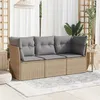Image de Salon de jardin modulable Vidaxl resine tressee beige 3 pieces x 179 x 69 3 personnes