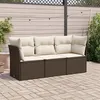 Image de Salon de jardin modulable Vidaxl resine tressee marron 3 pieces x 179 x 69 3 personnes