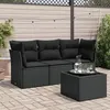 Image de Salon de jardin modulable Vidaxl resine tressee noir 4 pieces x 179 x 69 3 personnes