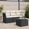 Image de Salon de jardin modulable vidaxl resine tressee noir 4 pieces 62 x 179 x 69 cm 3 personnes