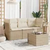 Image de Salon de jardin modulable VIDAXL rotin beige 4 pieces x 179 x 69 3 personnes