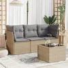 Image de Salon de jardin modulable VIDAXL rotin beige 4 pieces x 179 x 69