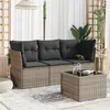 Image de Salon de jardin modulable VIDAXL rotin gris 4 pieces x 179 x 69 3 personnes