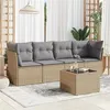 Image de Salon de jardin modulable Vidaxl rotin beige 5 pieces x 234 x 69