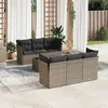 Image de Salon de jardin modulable VIDAXL rotin gris 7 pieces x 179 x 69 6 personnes