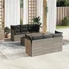 Image de Salon de jardin modulable Vidaxl resine tressee gris 7 pieces x 179 x 69
