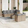 Image de Salon de jardin modulable VIDAXL rotin beige 8 pieces x 124 x 69 7 personnes