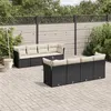 Image de vidaXL Salon de Jardin avec Coussins 9 pcs, Canapés de Terrasse, Ensemble de Meubles de Patio, Mobilier d'Extérieur, Noir 3249145