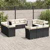 Image de vidaXL Salon de Jardin avec Coussins 11 pcs, Canapés de Patio, Ensemble de Meubles, Mobilier de Terrasse Extérieur, Noir 3224293
