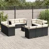 Image de Salon de jardin modulable Vidaxl resine tressee noir 13 pieces 55.0 x 55 x 37 12 personnes