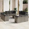 Image de Salon de jardin modulable Vidaxl rotin gris 13 pieces x 179 x 69 12 personnes