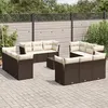 Image de Salon de jardin modulable vidaxl 3 personnes resine tressee 13 pieces 62 x 179 x 69 cm marron