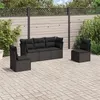 Image de Salon de jardin modulable Vidaxl resine tressee noir 5 pieces x 179 x 69 5 personnes