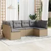 Image de Salon de jardin modulable Vidaxl resine tressee 6 personnes beige 6 pieces