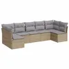 Image de Salon de jardin vidaXL avec coussins 7 pcs beige résine tressée