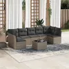 Image de Salon de jardin modulable vidaxl resine tressee 8 pieces gris 117 x 289 x 69 cm 7 personnes